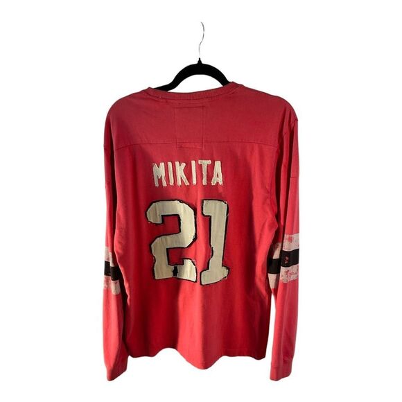 Chicago Blackhawks Men Size Large RED BLACK Alumni Raglan Stan Mikita #21 back. - Picture 6 of 16